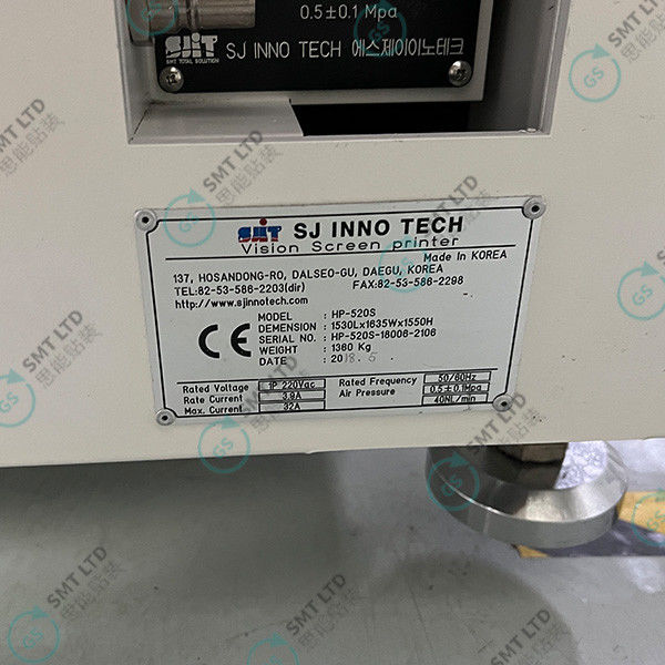 SJ INNO TECH HP-520S Screen Printer with 2D SPI and Advanced Vision System Featuring Programmable Squeegee Pressure