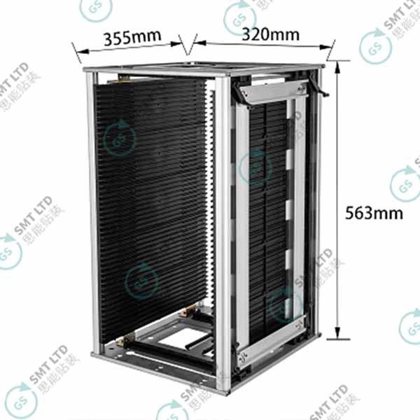 GSCJ-8301B1 SMT PCB Magazine Rack with 50 PCB Slots and Adjustable Width 35-250 mm for ESD PCB Storage