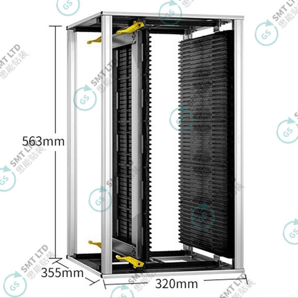 SMT Loading and Unloading Rack 355*320*563mm with PP Side Panel and Galvanized Base Plates for PCB Turnover