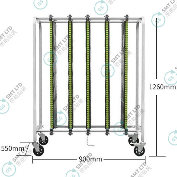 SMT ESD Trolley PCB Storage Trolley with 900*550*1260mm Dimensions, Stainless Steel Bent Tube Frame, and 400 Pieces Storage Capacity