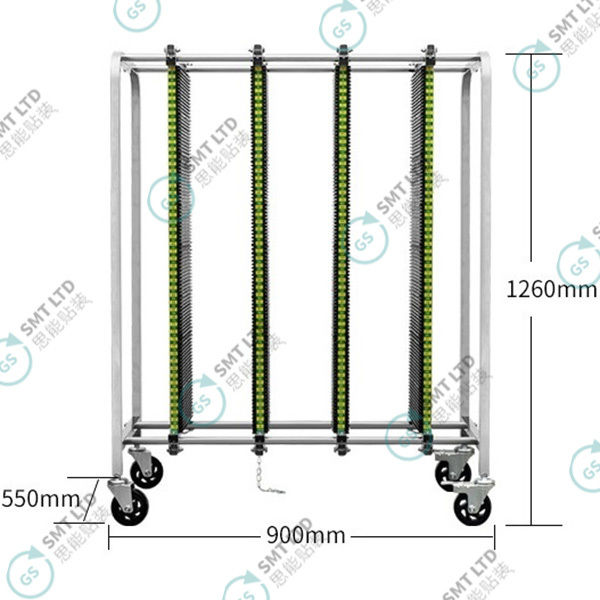 ESD Trolley PCB Storage Cart with 900*550*1260mm Dimensions, Stainless Steel Frame, and 300 Pieces Storage Capacity