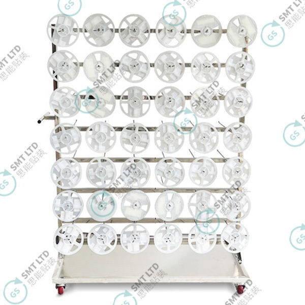 201 Stainless Steel ESD Reel Storage Rack with 84 Hangers and 1200*500*1600mm Dimensions for SMT Storage Trolley